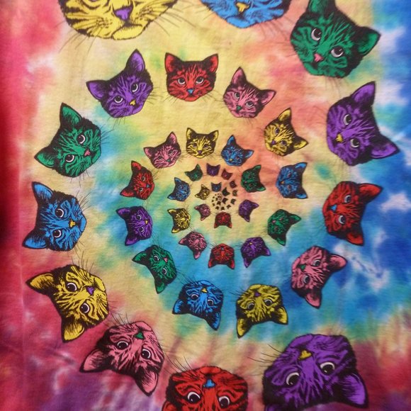 cute - Attention CAT LOVERS - Nice Tie Die Sleeveless Tee size M-L - Picture 6 of 11